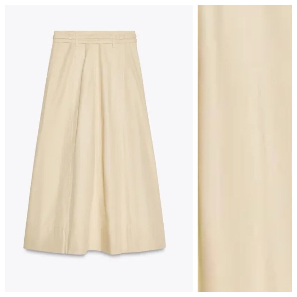 Zara Beige Double-Breasted Midi Skirt - Picture 6 of 10